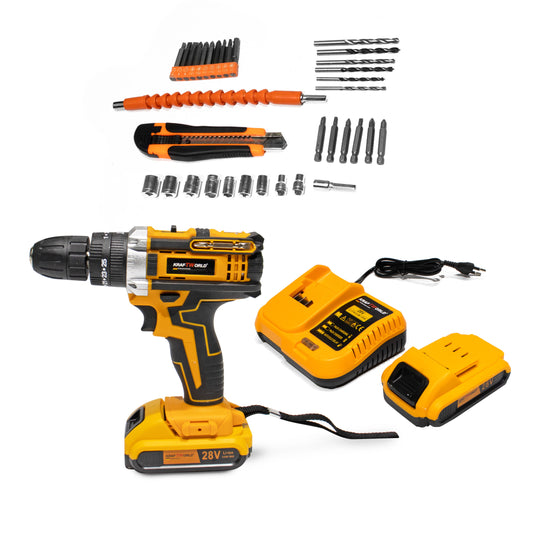 Kraftworld κρουστικό δραπανοκατσάβιδο μπαταρίας 28V 2X6AH